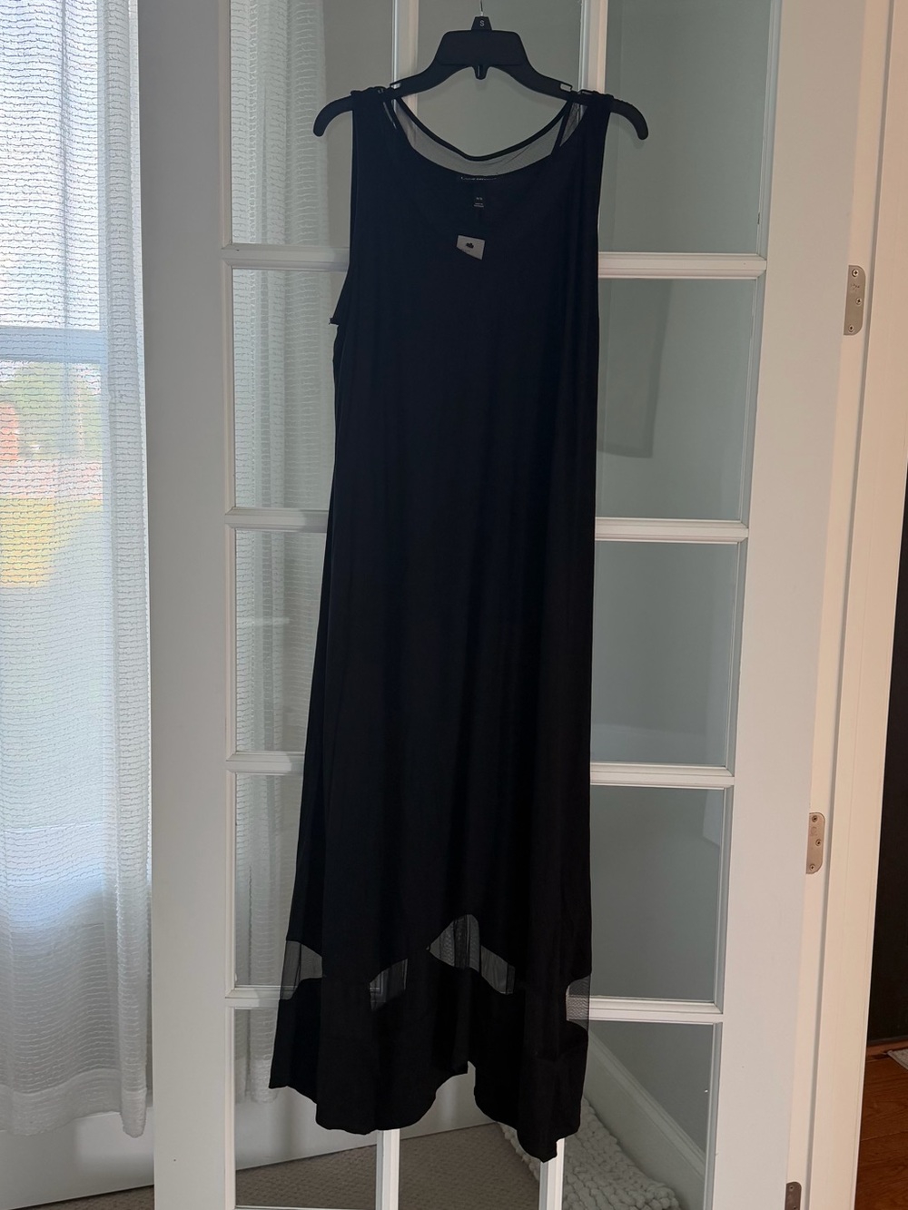 Lane Bryant NWT Women's Black Sleeveless Shift Dress with Sheer Trim Size 14/16